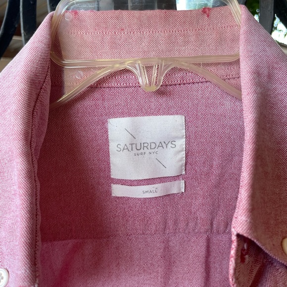 Saturdays Surf NYC Boucle Oxford Long Sleeve Button Front Cotton Shirt Red Small - Picture 2 of 15